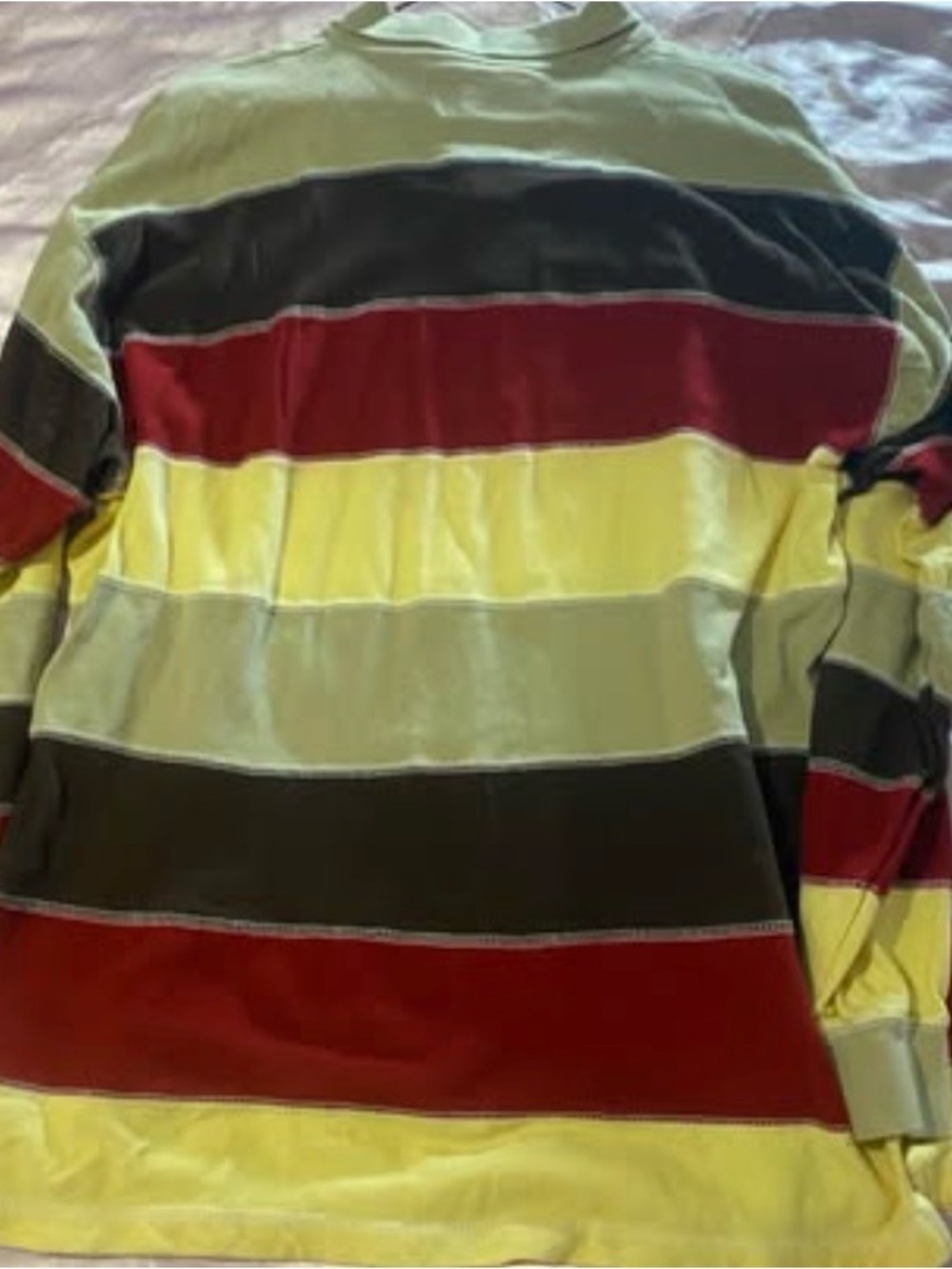 Striped Long Sleeve Shirt in Yellow, Red & Olive